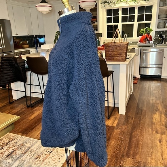 Elodie Fleece Lined Pullover Teddy Jacket Pullover Quarter Zip Dark Blue XL - Picture 3 of 11